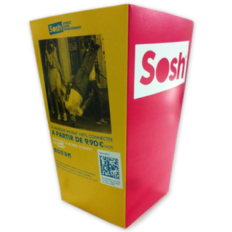 Petite boîte pour popcorn personnalisée en carton. Sosh