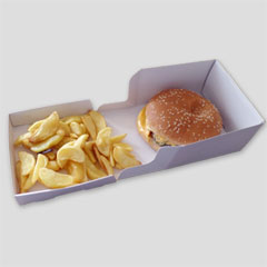 Boîte pour Hamburger « Flower Burger » en carton blanc
